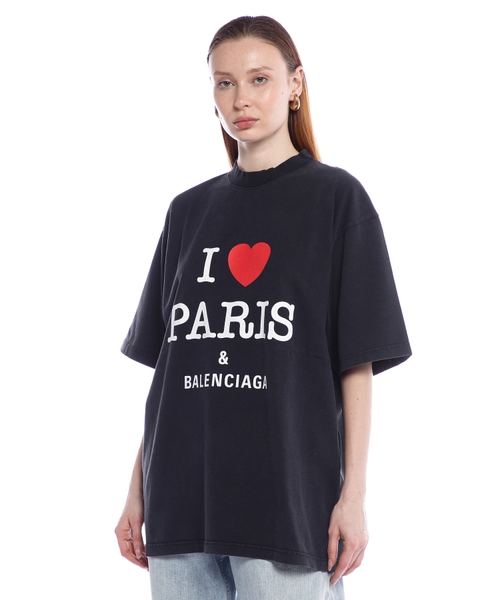 バレンシアガ　I Love Paris & Balenciaga Tシャツ I Love Paris cotton T-shirt in black - Balenciaga | Mytheresa