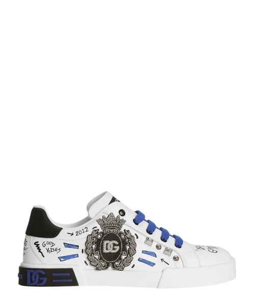 Printed leather sneakers