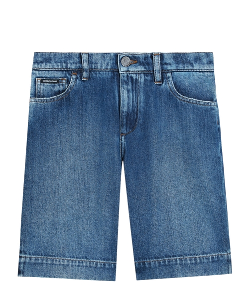 Denim bermuda shorts with logo