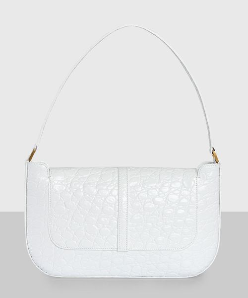 White embossed leather shoulder bag Emporium