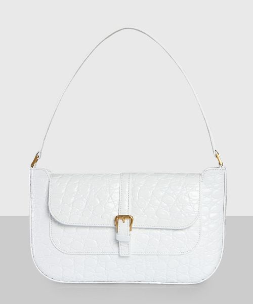 White embossed leather shoulder bag Emporium