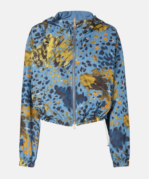 Printed nylon reversible windbreaker jacket