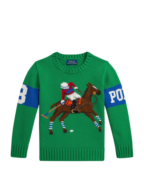 Equestrian-intarsia crewneck jumper