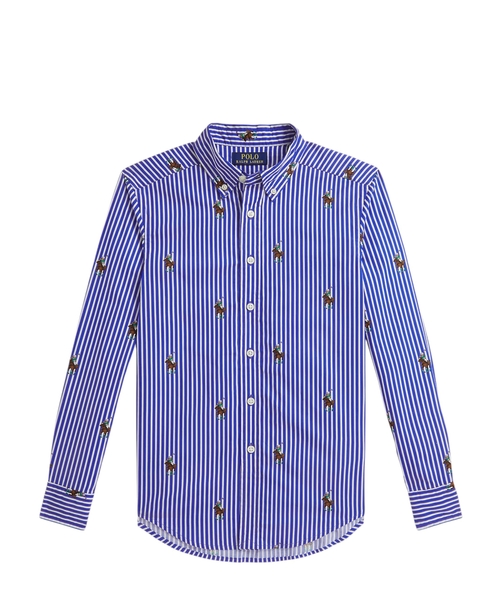 Хлопковая рубашка Polo Bear в полоску