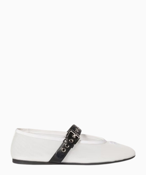 Mesh fabric ballerinas