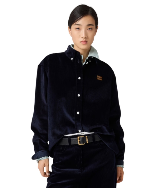 Рубашка из вельвета и замши