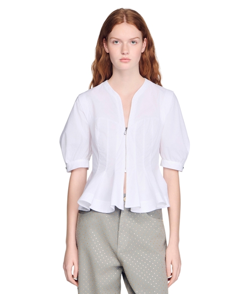 Рубашка с баской на молнии