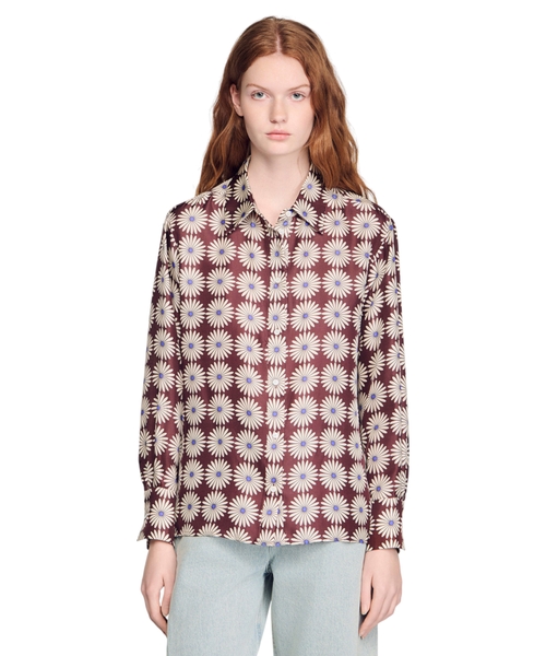 Шелковая рубашка с цветочным принтом