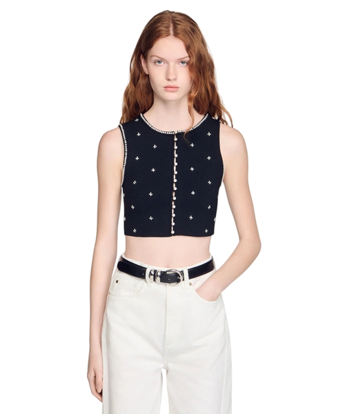 Укороченный топ с бисером