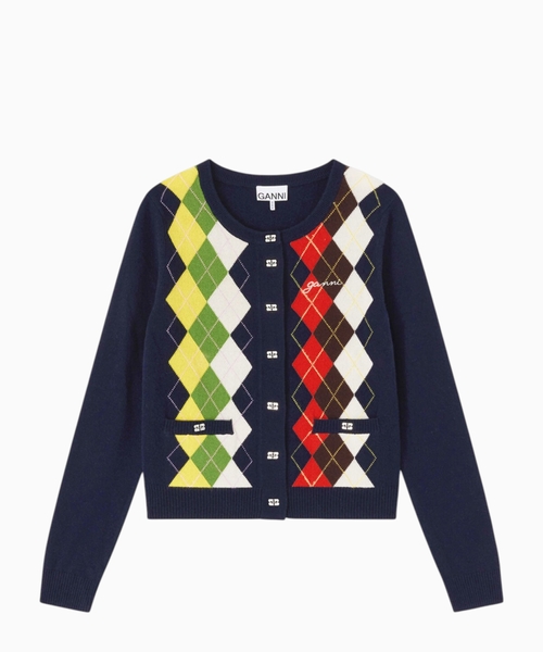 Argyle print cardigan