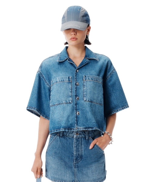 Cropped denim shirt