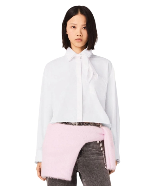 Рубашка с вязаным воротником