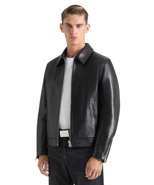 Zipped blouson in leather