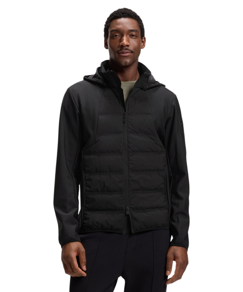Water-repellent down jacket with detachable hood