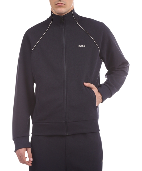 Cotton-blend tracksuit set with contrast piping