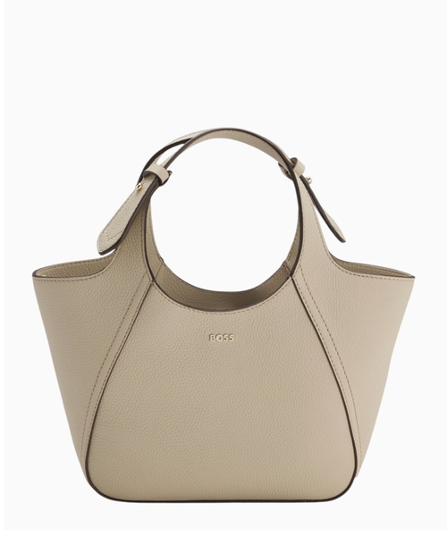 Leather tote bag with logo lettering