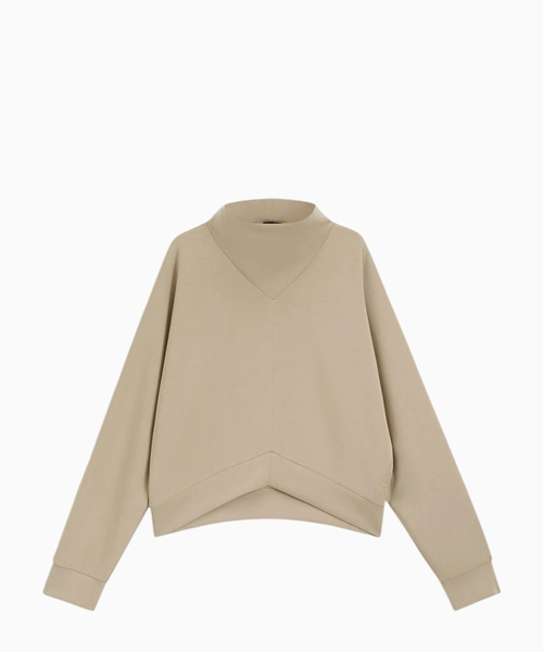 Loose-fit sweatshirt with draped funnel neck
