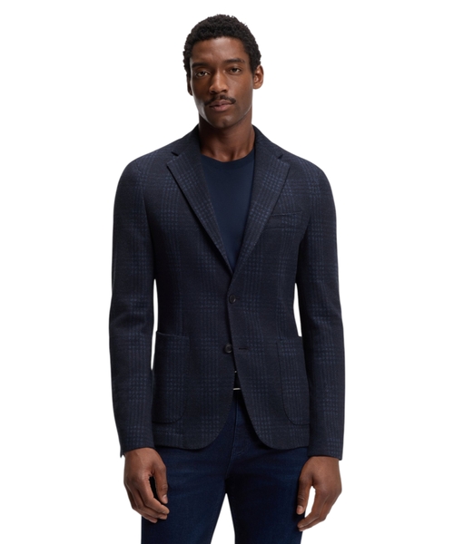 Пиджак в клетку из смесовой хлопковой ткани