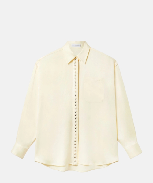 Сатиновая рубашка с жемчужными пуговицами