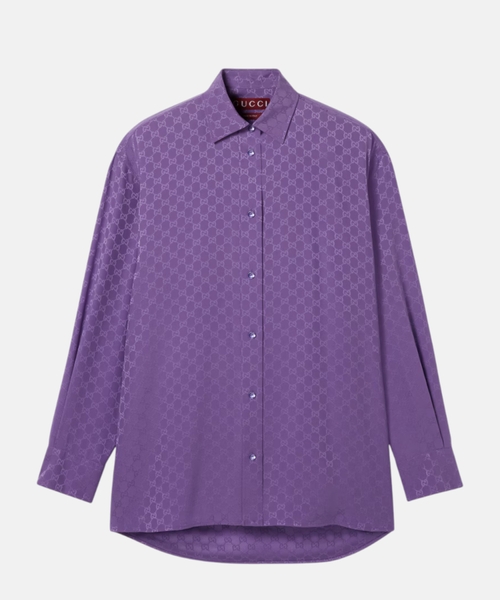 Рубашка из жаккардовой шелковой ткани GG