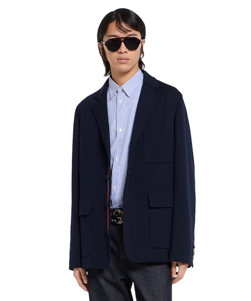 Single-brest cotton jersey jacket