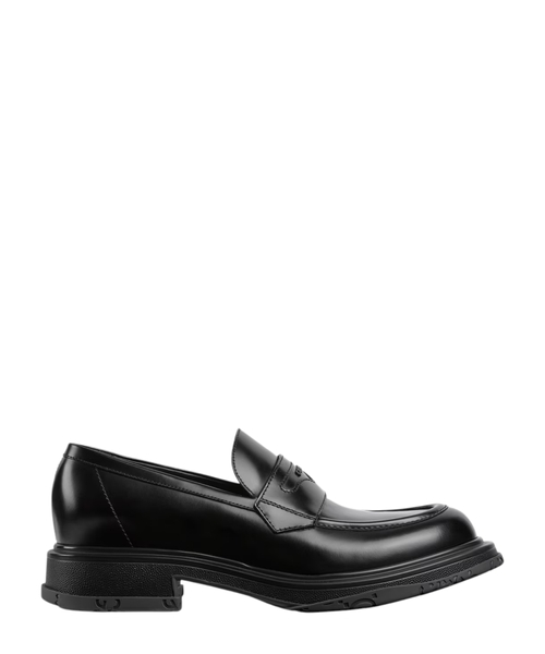 Leather loafers with logo