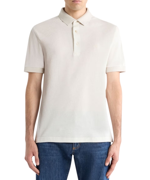 Cotton polo in Arnica motif