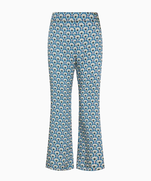 Satin straight‑leg trousers