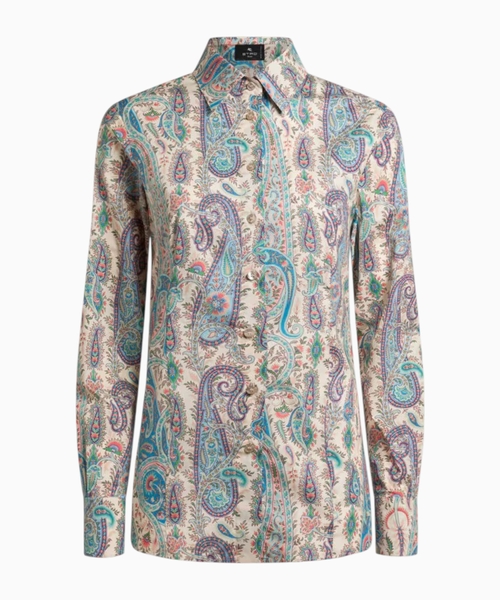 Cotton shirt with leafy paisley motif