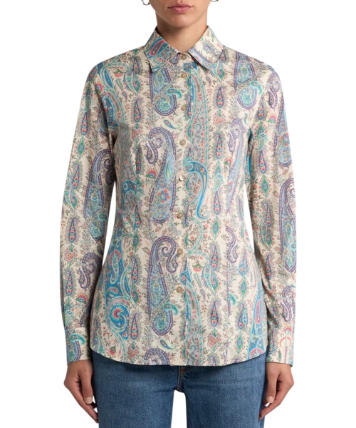 Хлопковая рубашка с узором пейсли из листьев