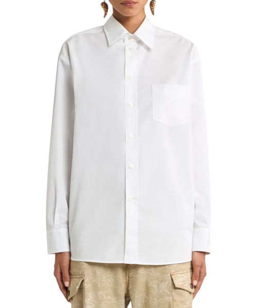 Хлопковая рубашка с шелковой отделкой