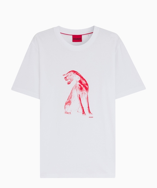 İt printli pambıq cersi T-shirt