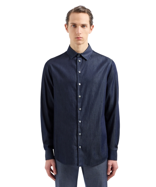 Рубашка прямого кроя из хлопкового денима