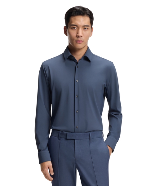 Regular-fit shirt in stretch jersey