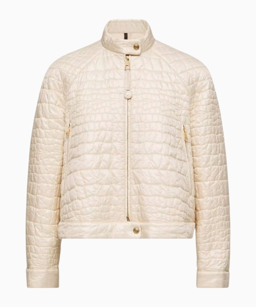 Aubrieta geometric-quilted short down jacket