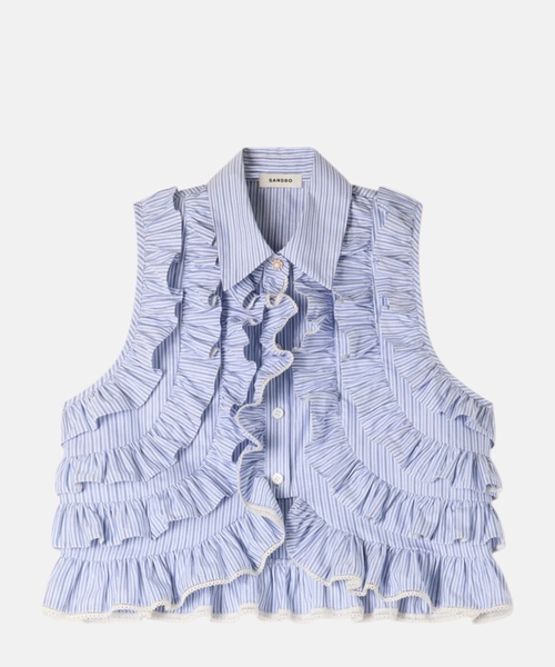 Рубашка в полоску с оборками