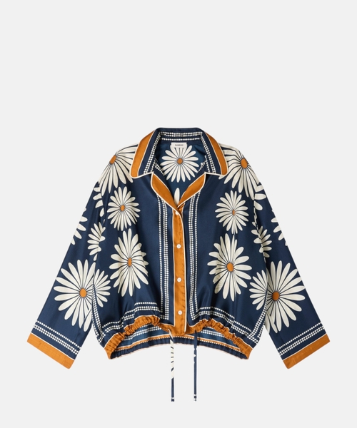 Шелковая рубашка с цветочным принтом