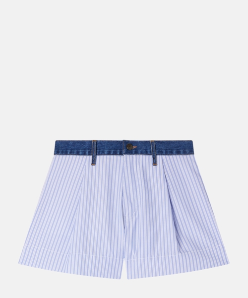 Striped shorts with denim details