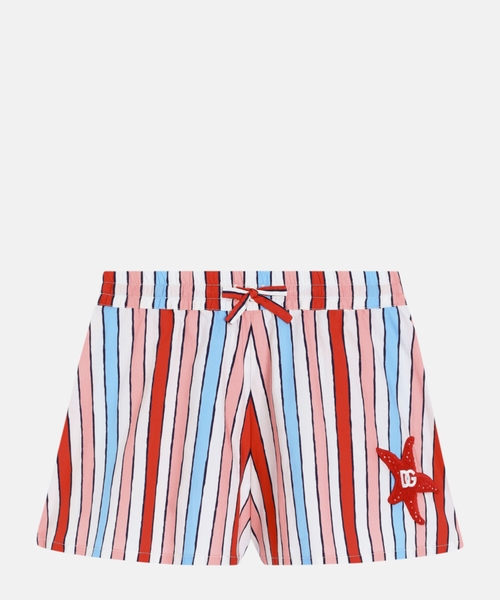 Striped poplin shorts
