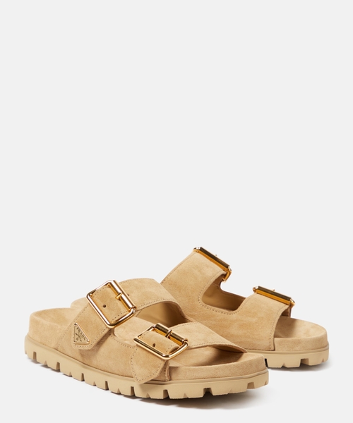 Logo suede sandals