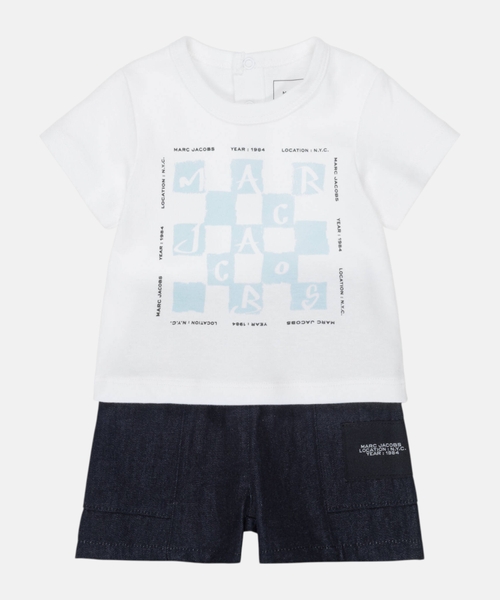 Pambıq T-shirt və denim şort dəsti