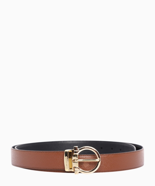 Reversible leather Gancini belt