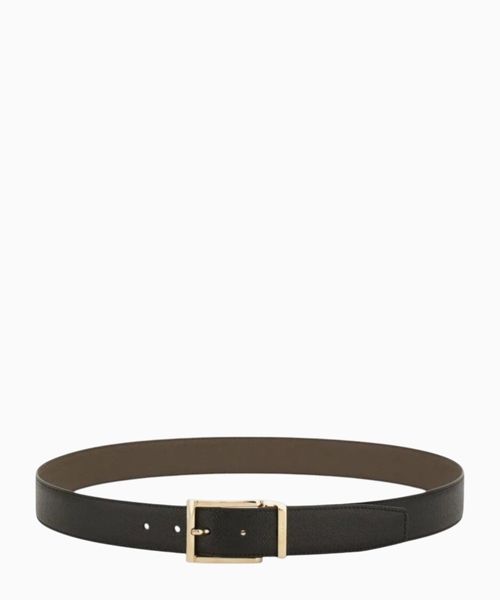 Reversible and adjustable belt with rectangular buckle