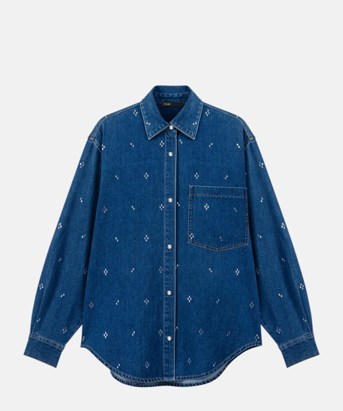 Qaşlı denim köynək