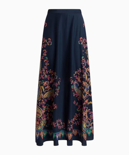 Silk maxi skirt with paisley print