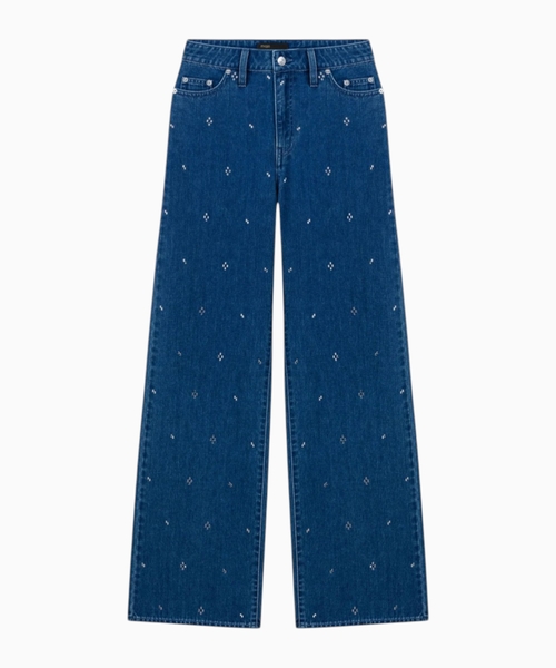 Wide jeans with rhinestones