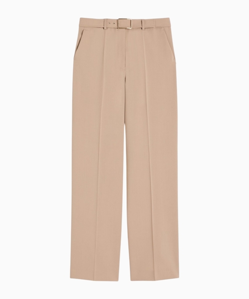 Wide-fit stretch wool gabardine trousers