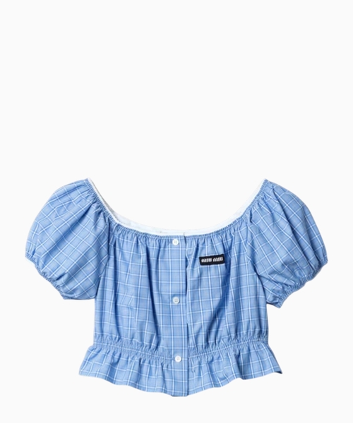 Checked poplin crop top