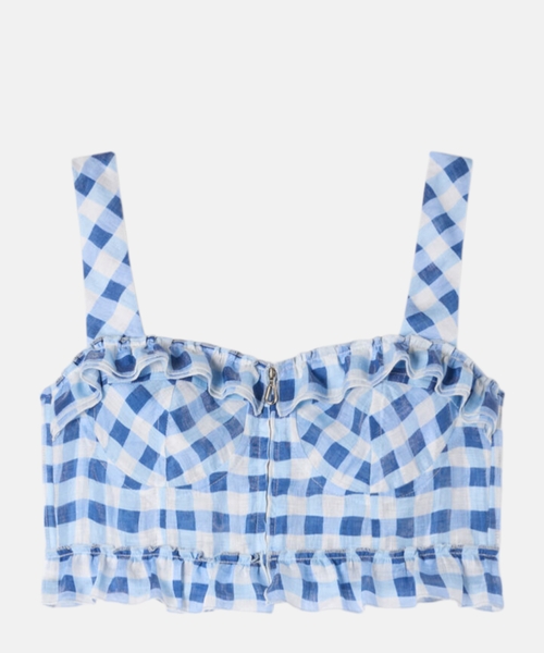 Gingham linen crop top