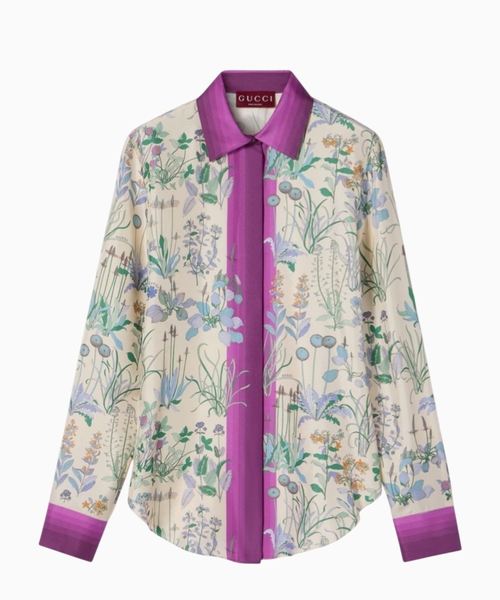 Printed silk twill shirt